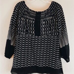 BCBGMaxAzria Polkadot Top Puffy 3/4 Sleeves